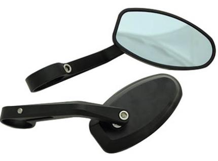 Oval Bar End Mirrors - Silver